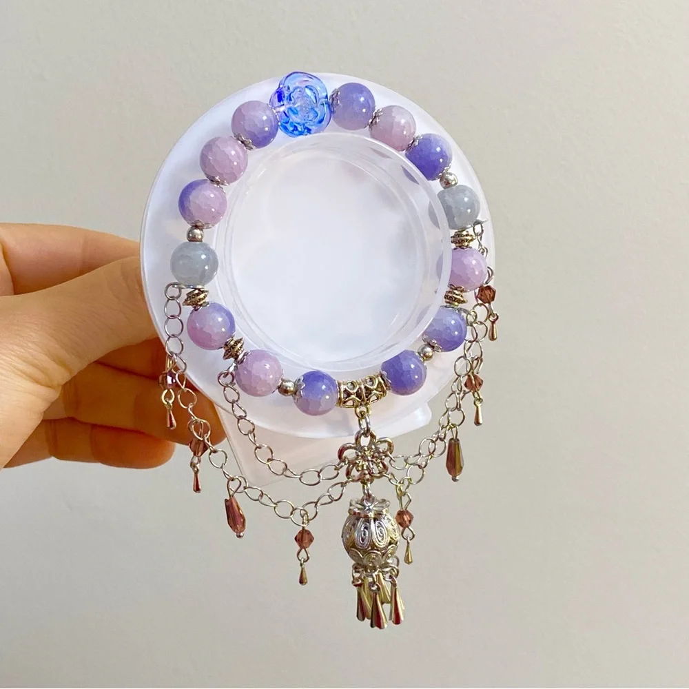 3/$20 Handmade Original Design Purple and Blue Beaded Bracelet with Charms